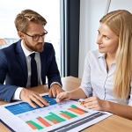 **Image Prompt:** A confident financial advisor in a modern office, consulting with a young Swedish family, using charts to explain investment options for their first home purchase. Focus on trustworthiness and expertise.